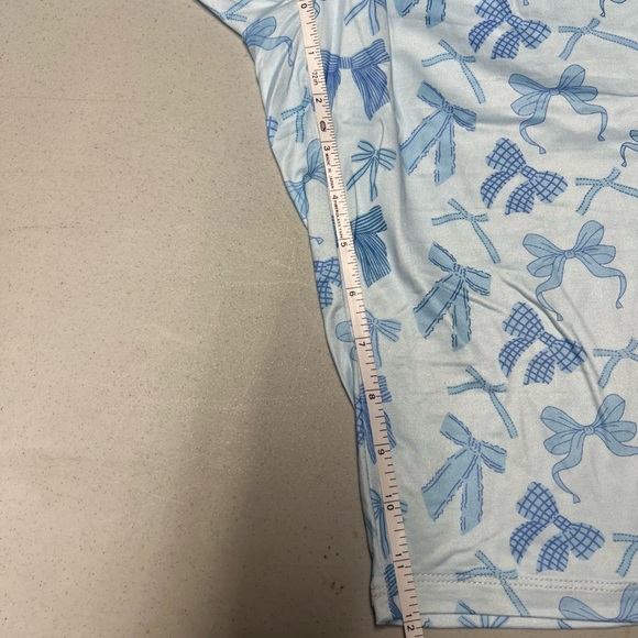 NWOT blue pajama set with ribbons, about knee length shorts size XL - Picture 7 of 7